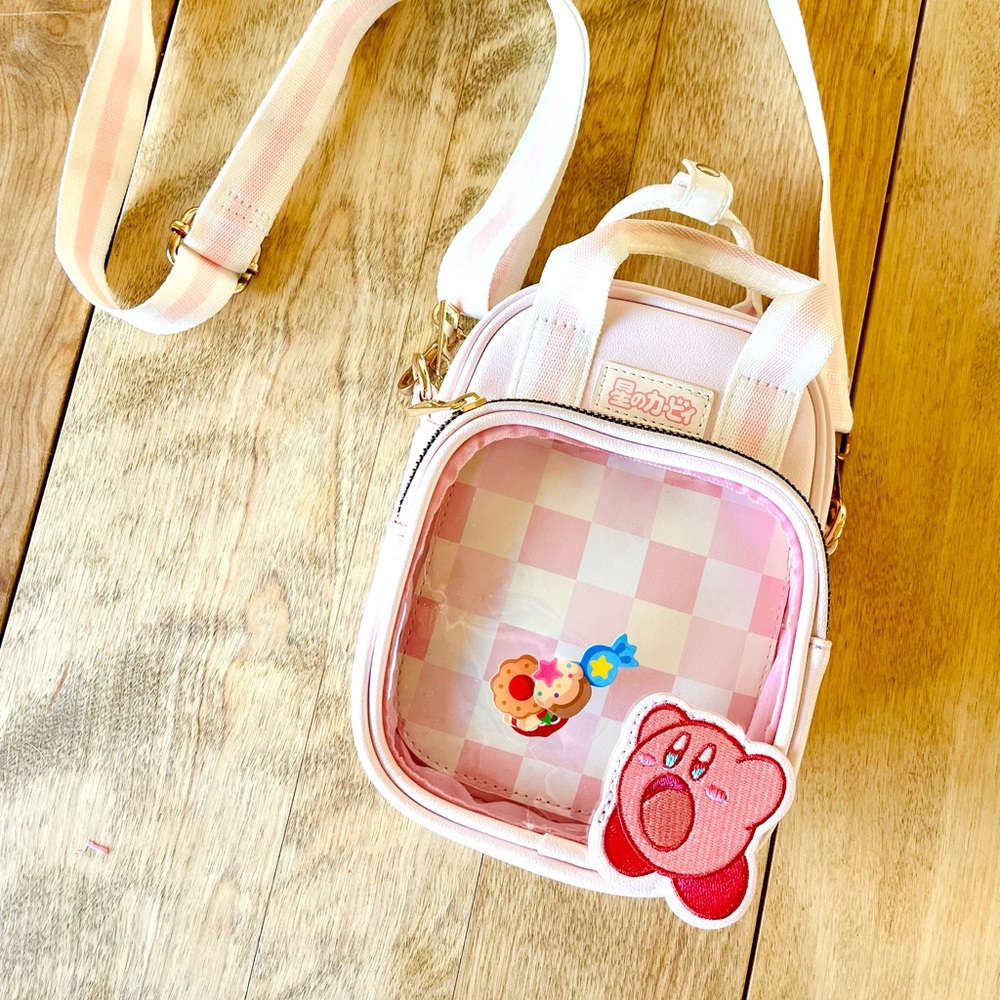GUC Kirby Loungefly Crossbody pink bag with transparent pocket